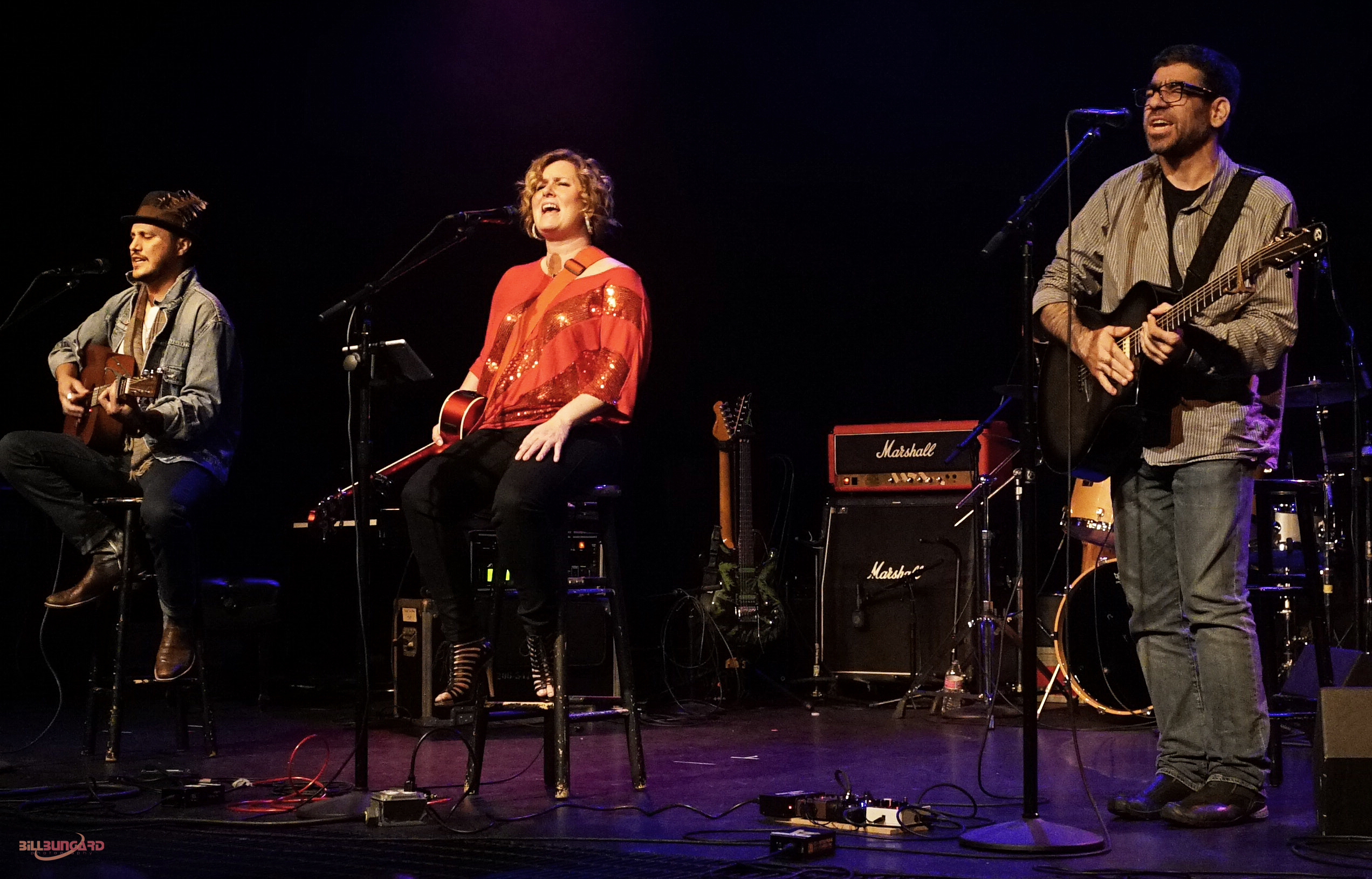 Eric Lilavois, Jessica Lynne, and Tobias the Owl at The Triple Door (Photo by Bill Bungard)